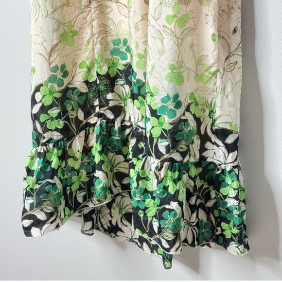 Anthropologie Vanessa Virginia Silk Dress Rainforest High Low Hem Cream Ivory - Picture 9 of 16